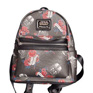 Loungefly OG HEART LOGO Star Wars Darth Vader Floral Tattoo Mini Backpack